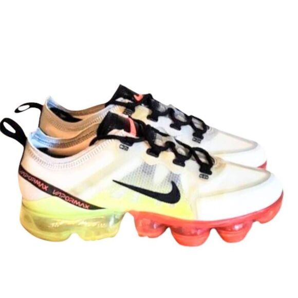 NIKE Air VaporMax 2019 'Pure Platinum Volt Crimson ' Running Shoes Size 7 - Picture 3 of 9